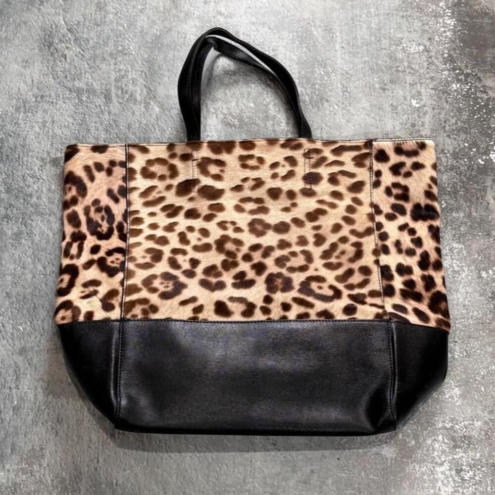 Anayi Leopard Print Pony Hair Tote Bag! Vertical Cabas. Italy